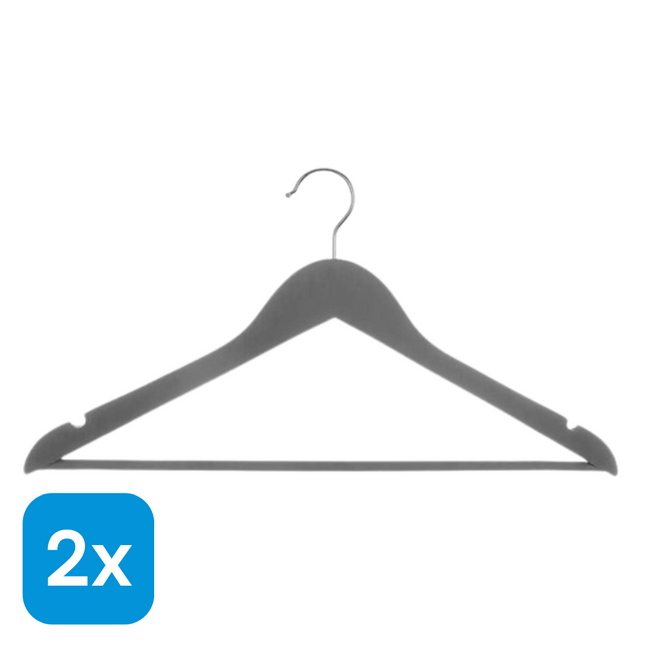 2x Houten Kledinghangers Grijs - 5 stuks