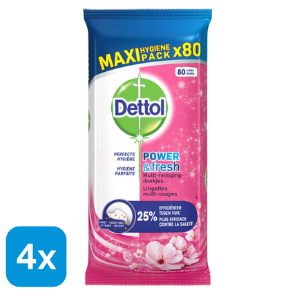 4x Dettol Schoonmaakdoekjes Kersenbloesem - 80 stuks