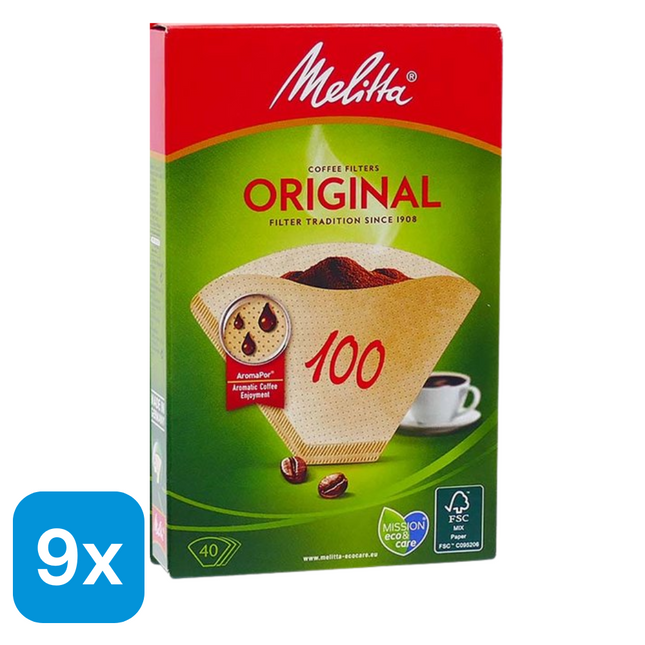9x Melitta Koffiefilters 100 Bruin - 40 stuks