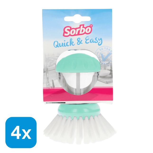 4x Sorbo Afwasborstel Quick & Easy met Doseerpomp Mint