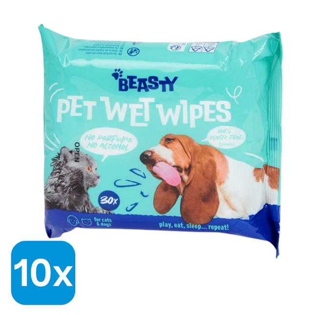 10x Beasty Vochtige Schoonmaakdoekjes voor Huisdieren - 30 stuks