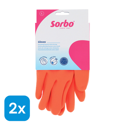 2x Sorbo Huishoudhandschoenen Oranje Maat L - 1 paar