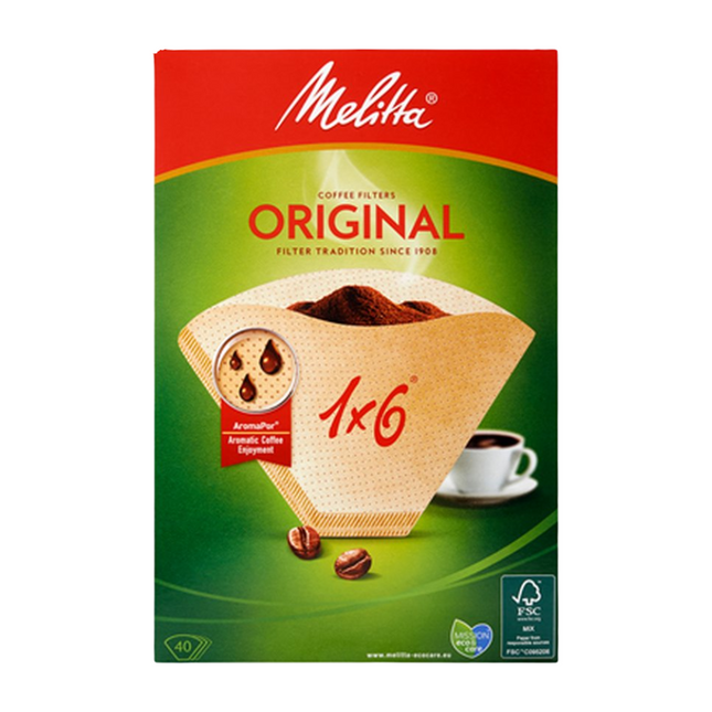 Melitta Koffiefilters 1x6 Bruin - 40 stuks