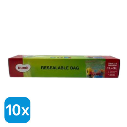 10x Dumil Diepvrieszakjes Hersluitbaar 1L/3L - 50 stuks