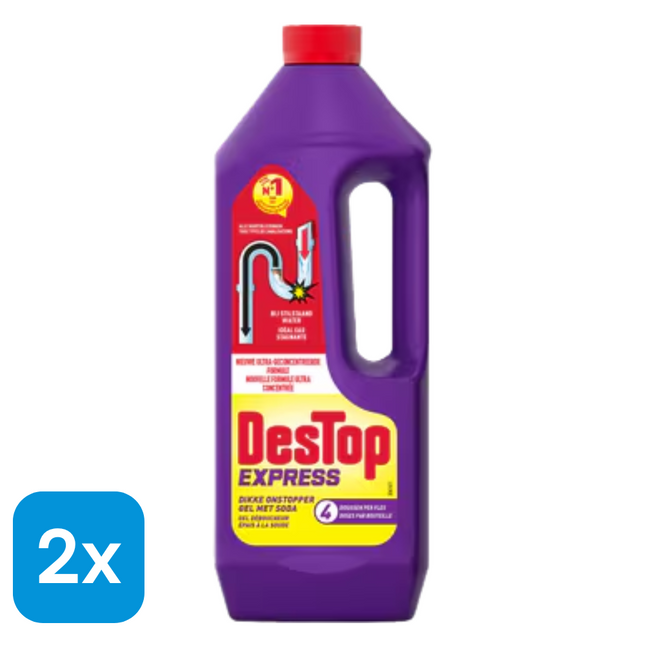 2x Destop Gel Express Ontstopper met Soda - 1 liter
