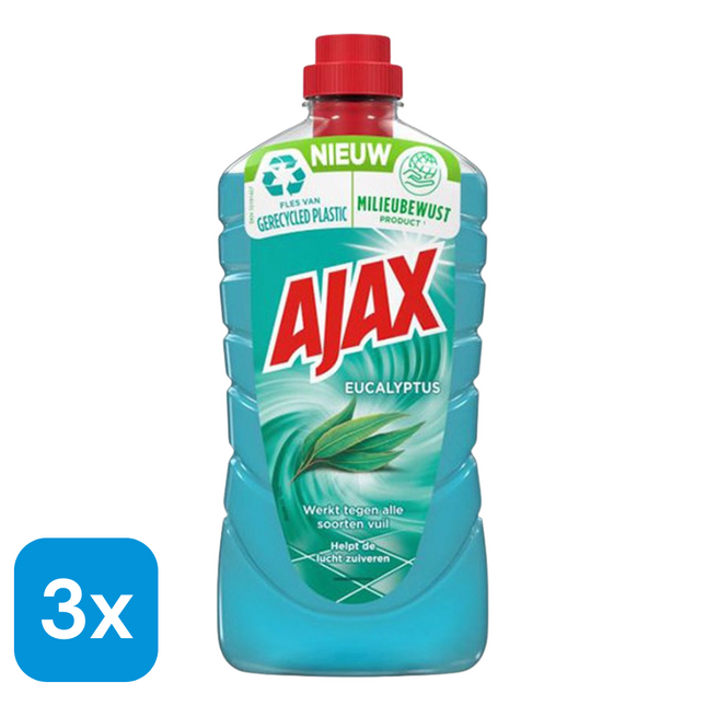 3x Ajax Allesreiniger Eucalyptus - 1 liter