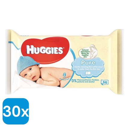 30x Huggies Babydoekjes Pure - 56 stuks