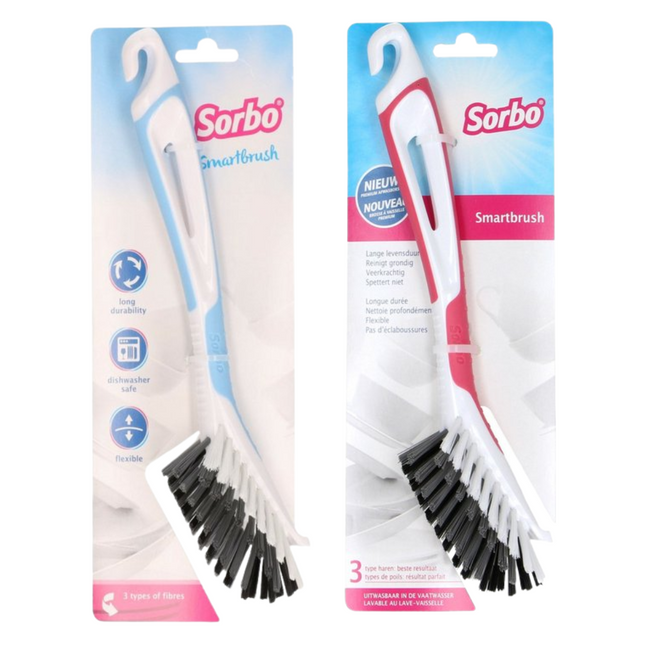 2x Sorbo Afwasborstel Smartbrush Roze & Blauw