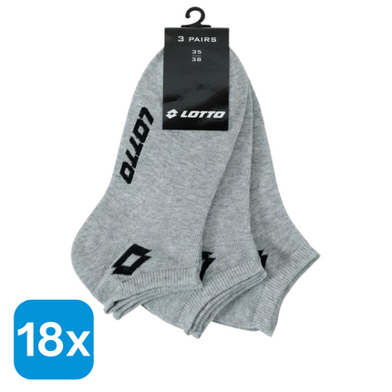 18x Lotto Sneakersokken Grijs Maat 35-38