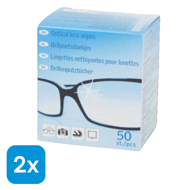 2x Vochtige Brillendoekjes - 100 stuks