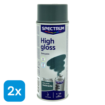 2x Spectrum Spuitverf Antraciet - 400 ml