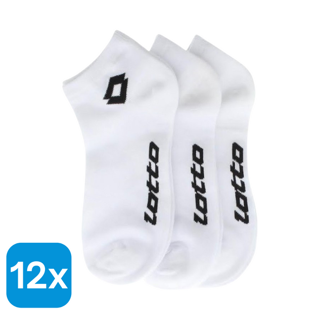 12x Lotto Sneakersokken Wit Maat 43-46