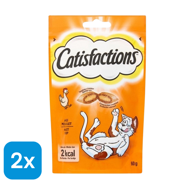 2x Catisfactions Kattensnack Kip - 60 gr