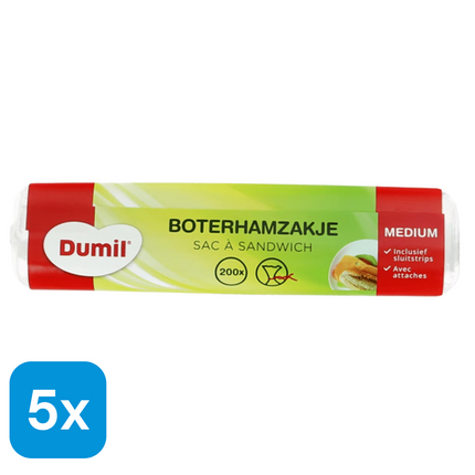 5x Dumil Boterhamzakjes Medium - 200 stuks