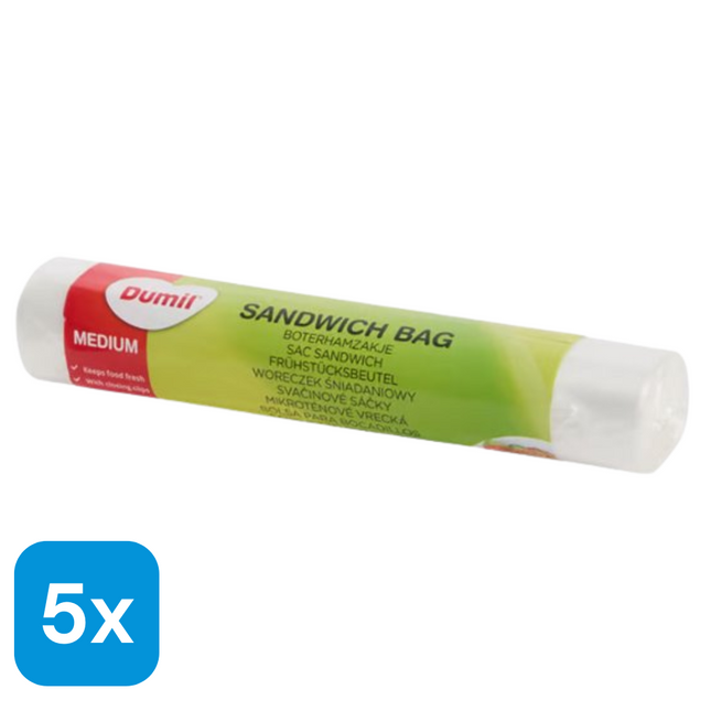 5x Dumil Boterhamzakjes Medium - 150 stuks