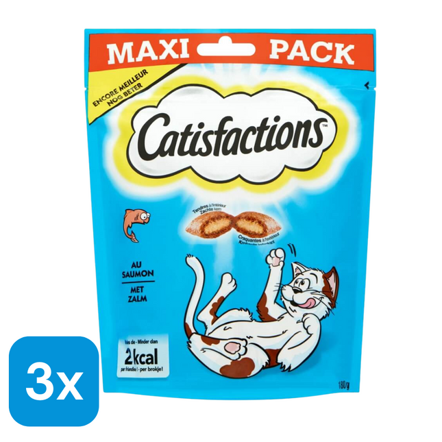 3x Catisfactions Kattensnack Zalm - 180 gr