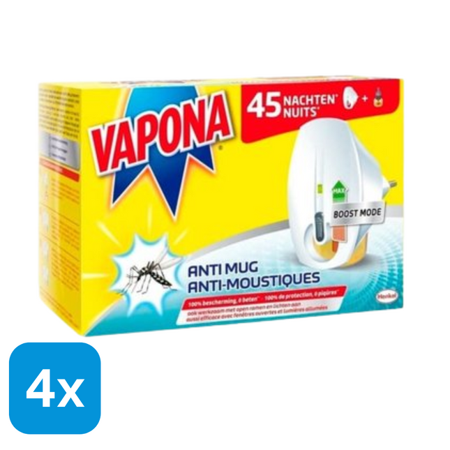 4x Vapona Anti-mug Muggenstekker 45 nachten