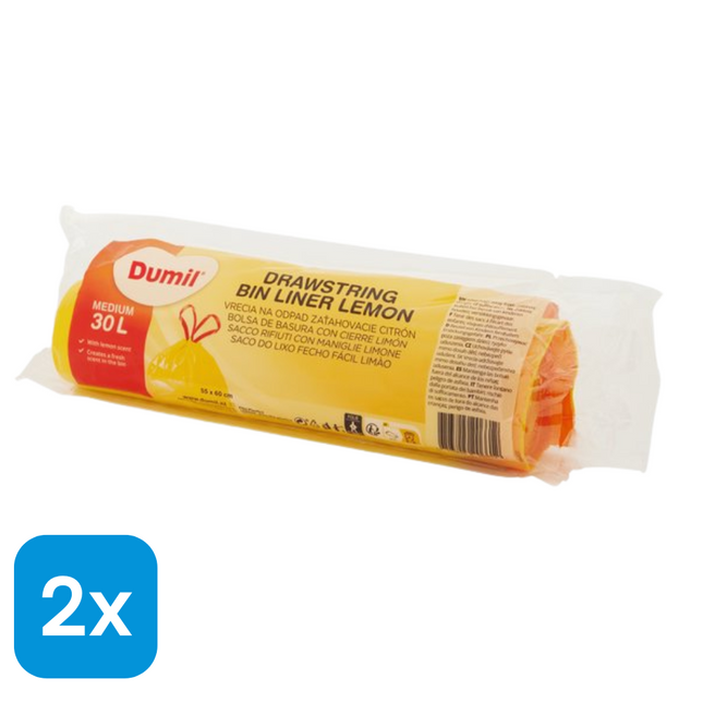 2x Dumil Vuilniszakken met Trekband en Citroengeur 30L - 15 stuks