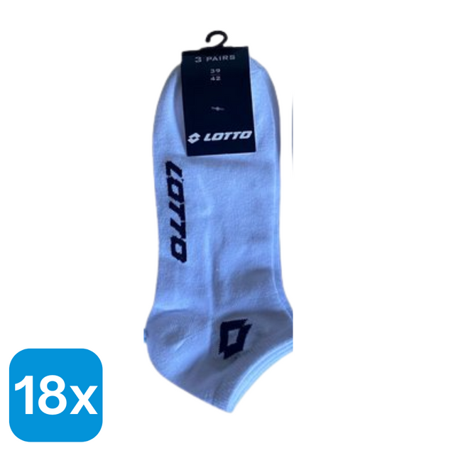 18x Lotto Sneakersokken Wit Maat 39-42