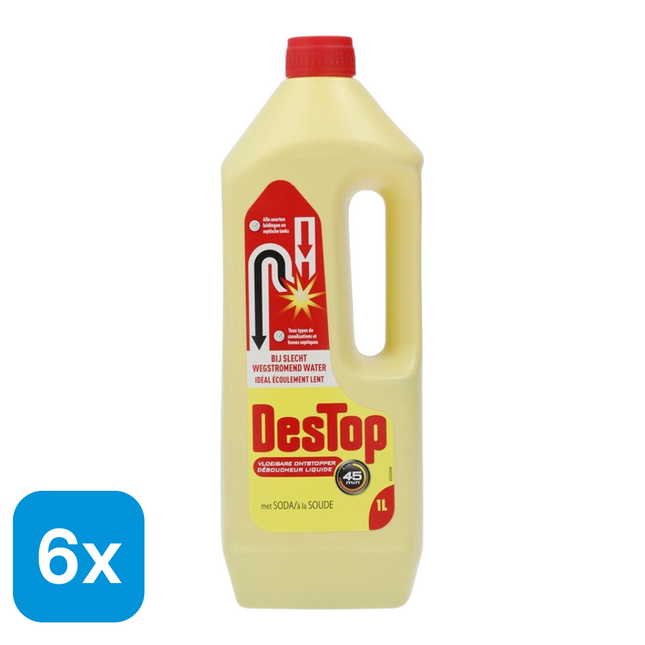 6x Destop Vloeibare Ontstopper met Soda - 1 liter