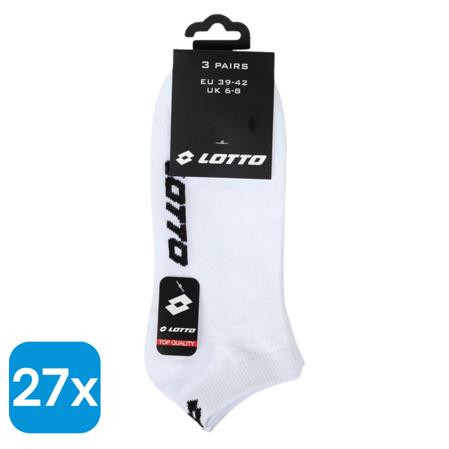 27x Lotto Sneakersokken Wit Maat 39-42