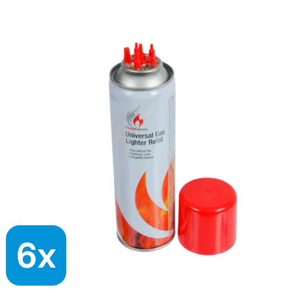6x Aanstekergas Navulling - 250 ml