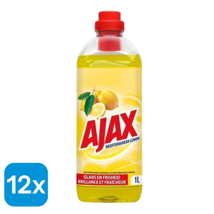 12x Ajax Allesreiniger Mediterranean Limoen - 1 liter
