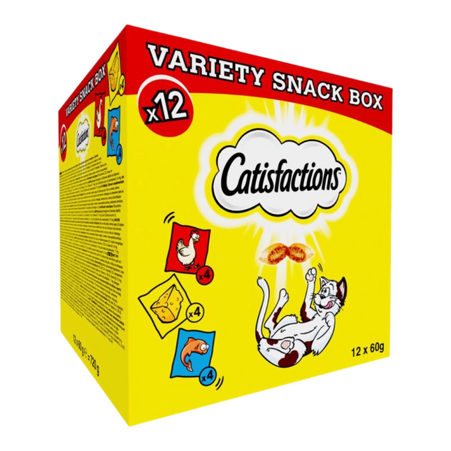 Catisfactions Megabox Kattensnacks Kip/Kaas/Zalm - 12 stuks