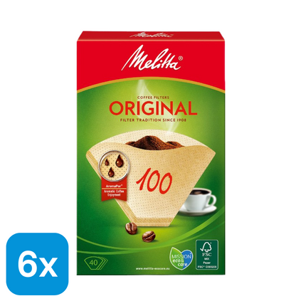 6x Melitta Koffiefilters 100 Bruin - 40 stuks