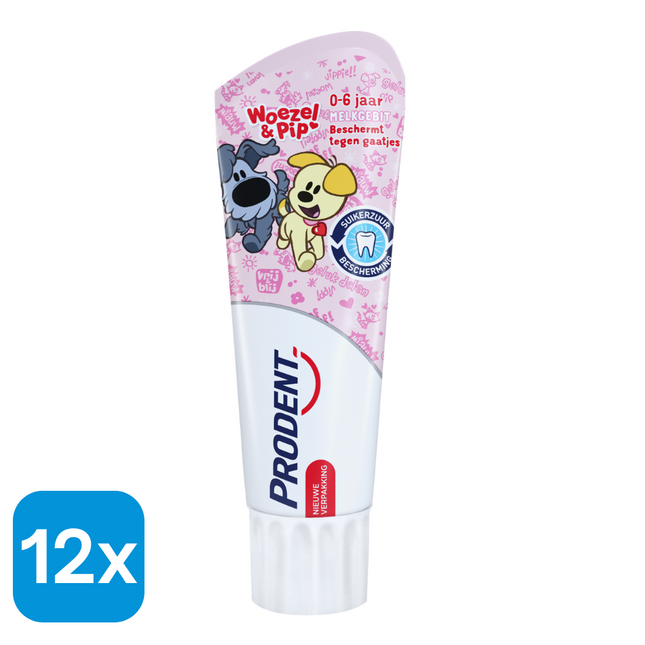 12x Prodent Tandpasta Woezel & Pip 0-6 jaar - 75 ml