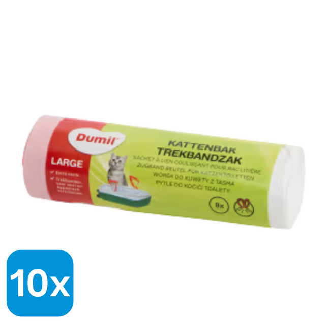 10x Dumil Kattenbakzakken met Trekband - 8 stuks