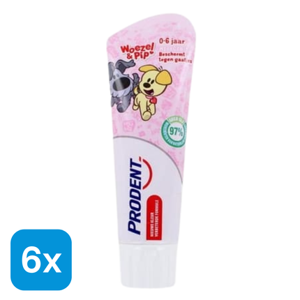 6x Prodent Tandpasta Woezel & Pip 0-6 jaar - 75 ml