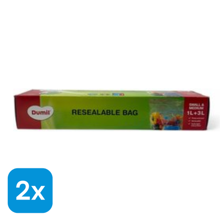2x Dumil Diepvrieszakjes Hersluitbaar 1L/3L - 50 stuks