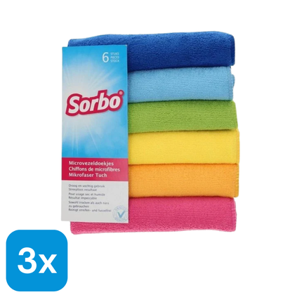 3x Sorbo Microvezeldoeken - 6 stuks