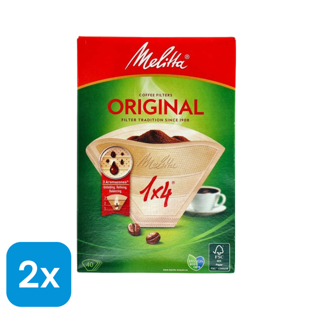 2x Melitta Koffiefilter 1x4 Bruin - 40 stuks