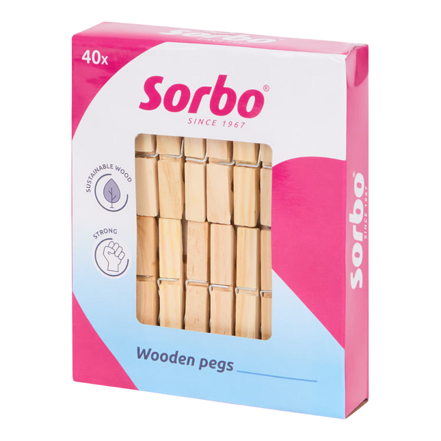Sorbo Wasknijpers Hout - 40 stuks