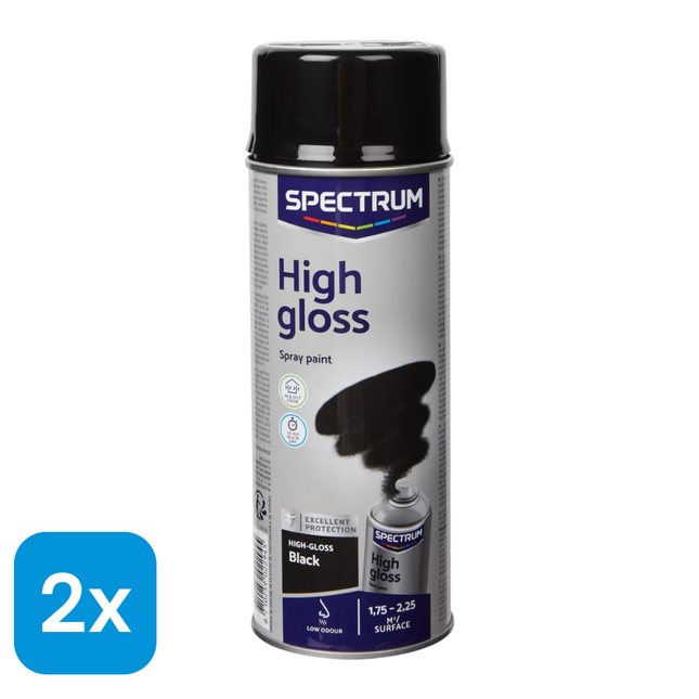 2x Spectrum Spuitverf Zwart - 400 ml