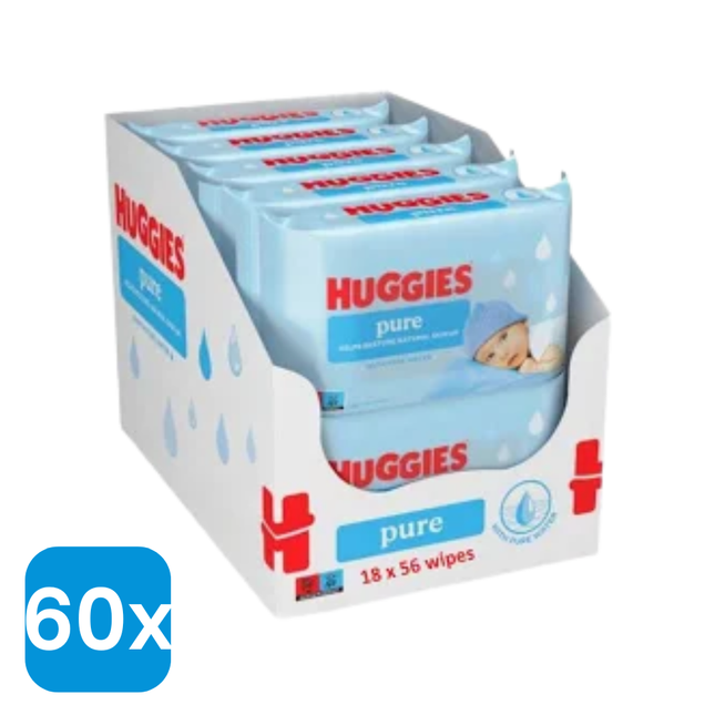 60x Huggies Babydoekjes Pure - 56 stuks
