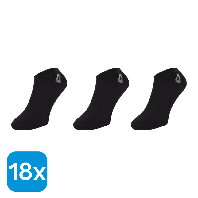 18x Lotto Sneakersokken Zwart Maat 39-42
