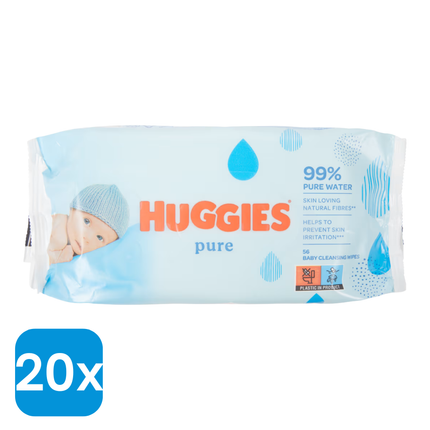 20x Huggies Babydoekjes Pure - 56 stuks