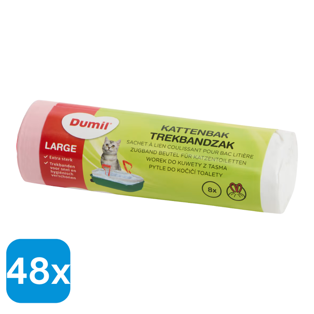 48x Dumil Kattenbakzakken met Trekband - 8 stuks