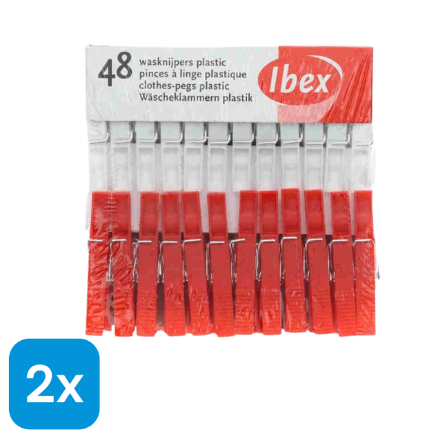 2x Ibex Wasknijpers Plastic - 48 stuks