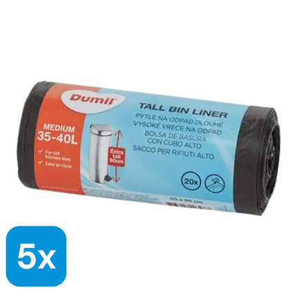 5x Dumil Afvalzakken 25-40L - 20 stuks