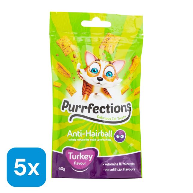 5x Purrfections Kattensnack Kalkoen - 60 gr
