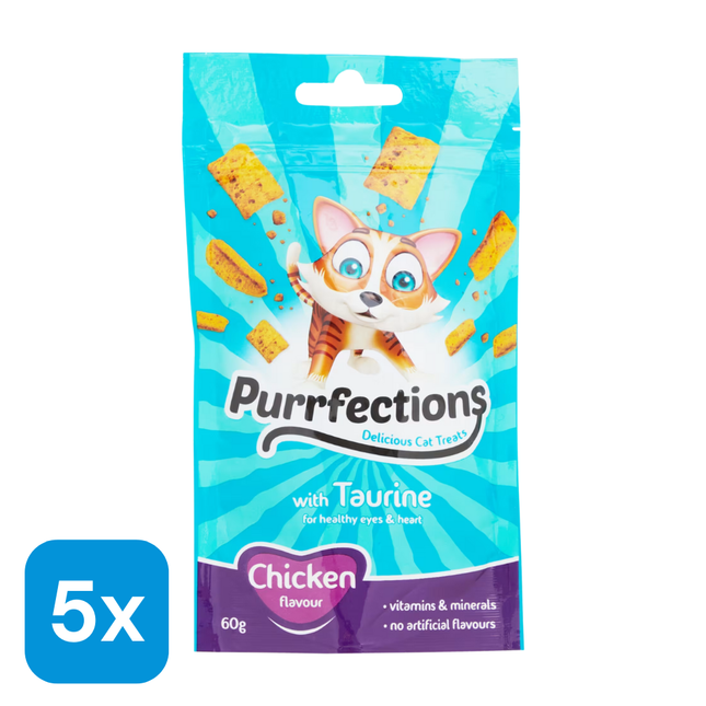 5x Purrfections Kattensnack Kip - 60 gr
