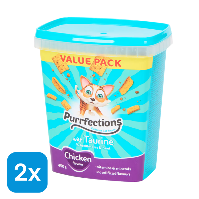 2x Purrfections Kattensnoepjes Kip - 450 gr