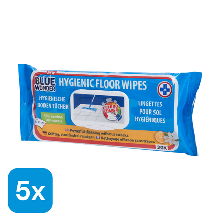5x Blue Wonder Hygiënische Vloerdoekjes - 20 stuks