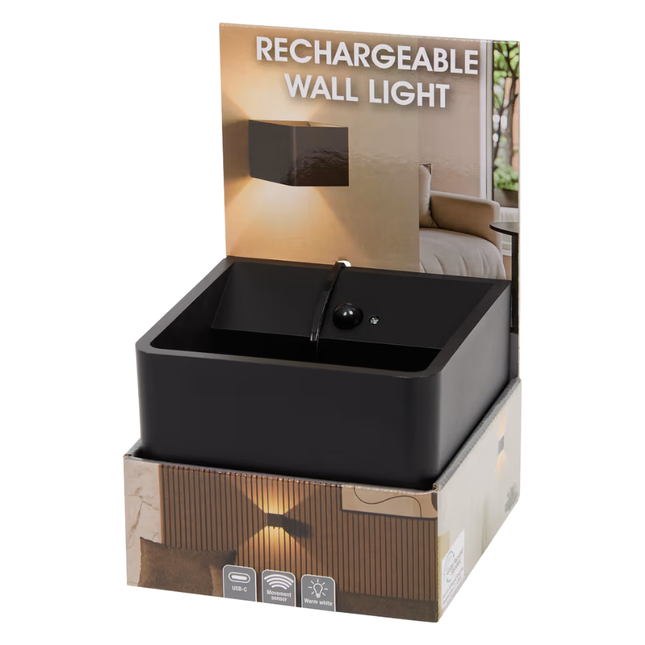 Zwart Oplaadbare Wandlamp - Warm White