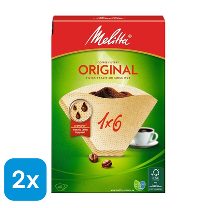 2x Melitta Koffiefilters 1x6 Bruin - 40 stuks