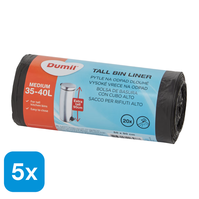 5x Dumil Vuilniszak Medium - 35-40L - 20 stuks